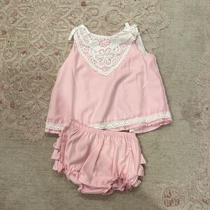 Ruffle Butts pink bloomer set 18-24M